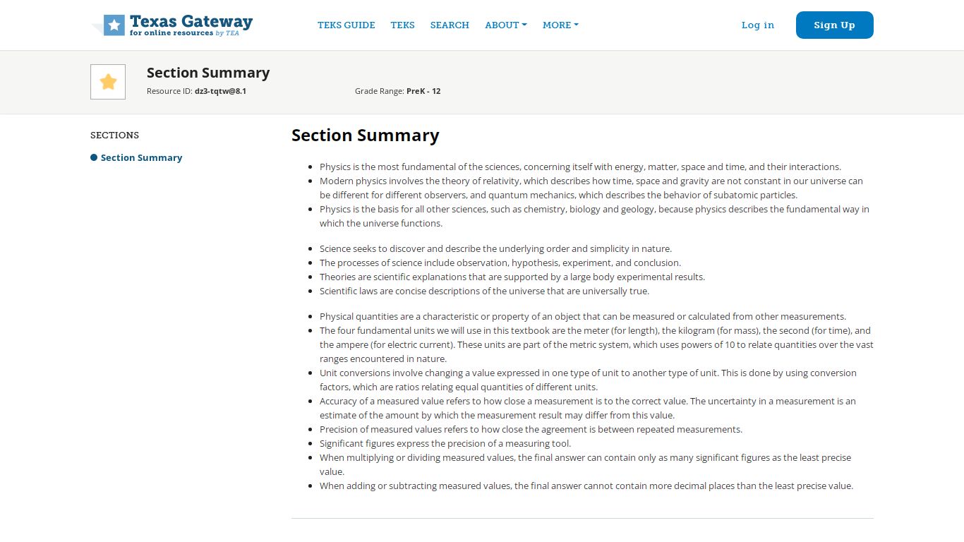 Section Summary | Texas Gateway