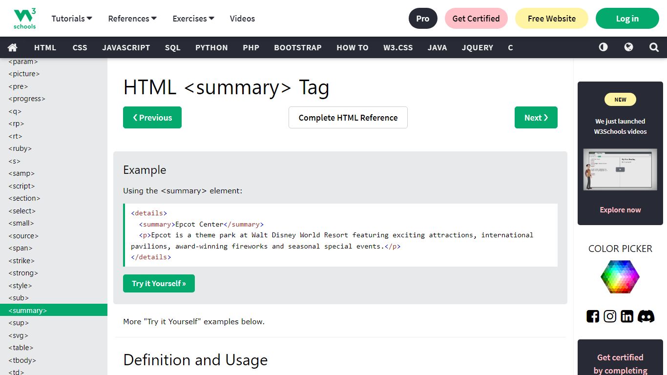 HTML summary Tag - W3Schools